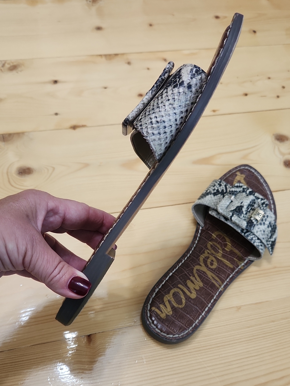 Sam Edelman Granada Snake Print Buckle Slide Sandals Size 8 - Picture 11 of 14